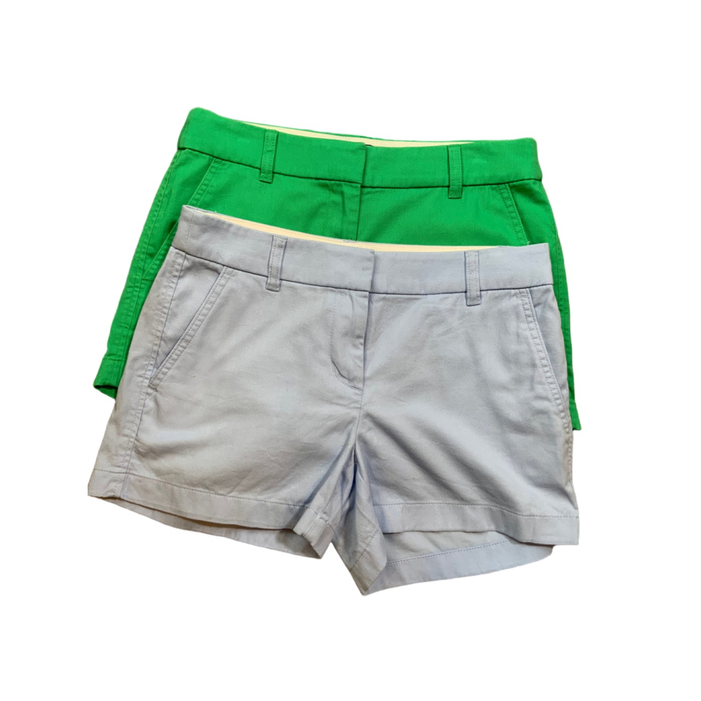 Women's J. Crew Chino Shorts 2 Piece Bundle Green/Blue Size 0 Preppy Academia‎